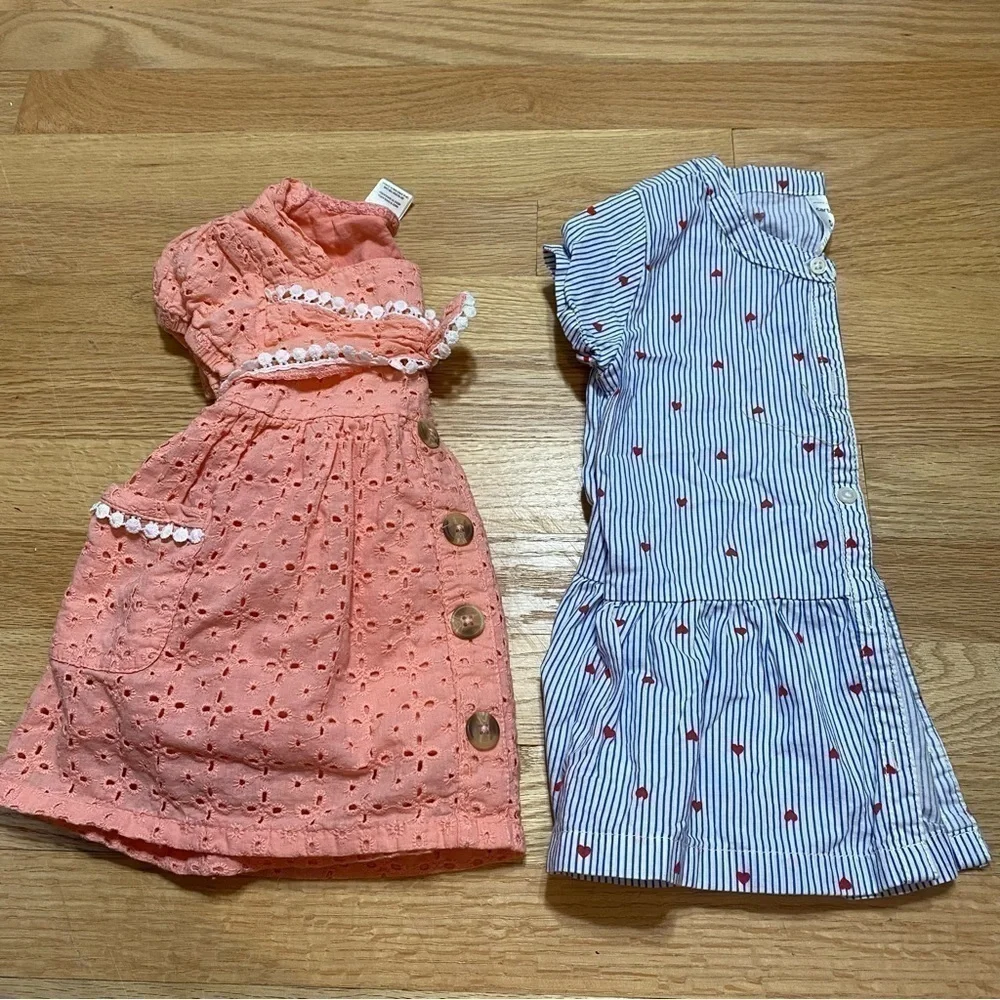 Size 5 Shirt Bundle Carter’s Heart Print Blue Striped Button Top Lace Peach